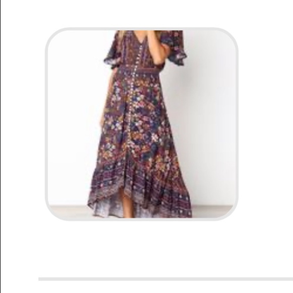 Floral Boho Button High Low Dress